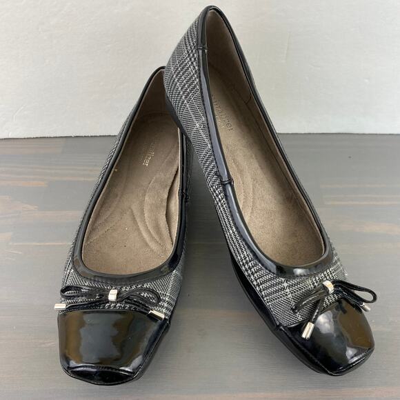 Naturalizer N5 Plaid Comfort Ballet‎ Flats Women 8.5M 2-Tone Black Y2K Old Money - Picture 3 of 10